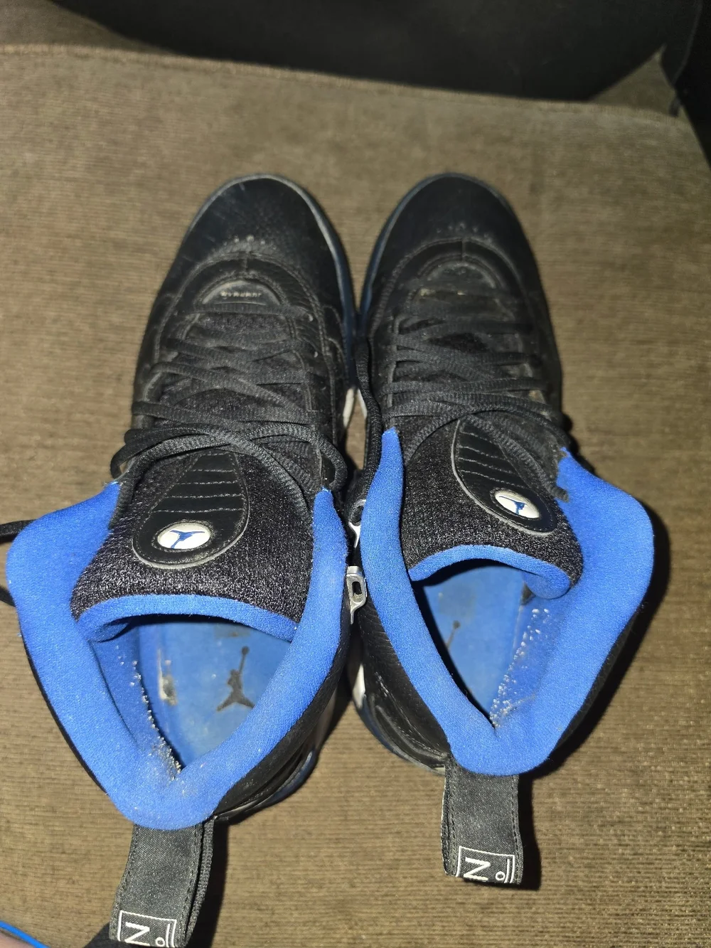 Jordan Black and Royal Blue High-Top Sneakers